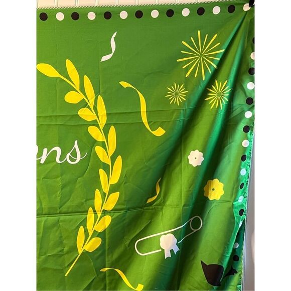 Congratulations Graduate Decorations Party Backdrop Large Banner Green 70X43 - Picture 2 of 8